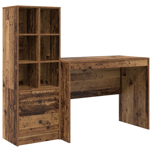 vidaXL Bureau avec rangement Bois ancien Bois d'ingénierie