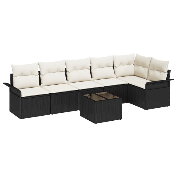 Set de canapé jardin 6 pièces avec coussins rotin synthétique beige