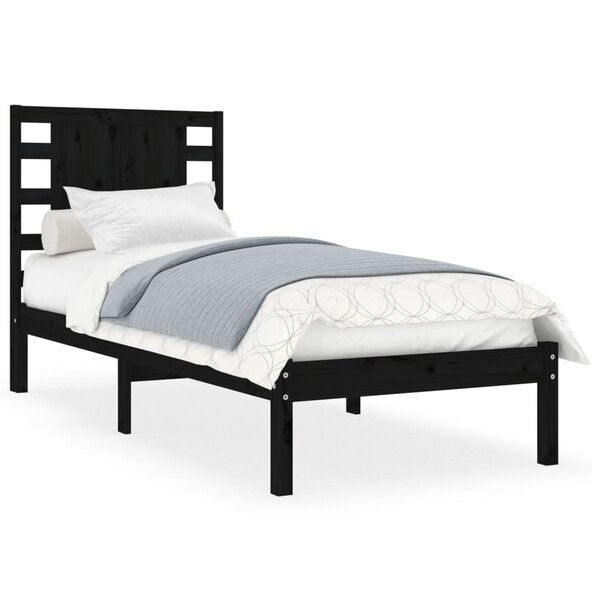 vidaXL Cadre de lit sans matelas noir 100x200 cm bois massif de pin