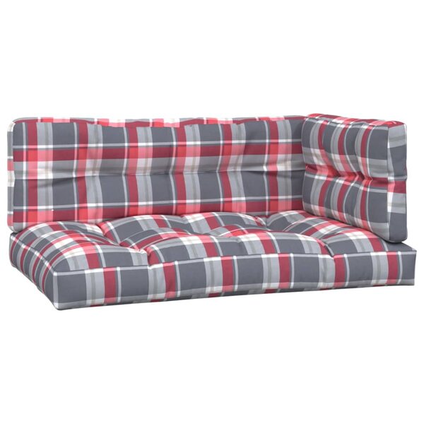 vidaXL Coussins de palette lot de 3 motif à carreaux rouge tissu