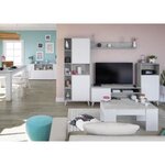 Ensemble meuble TV modulable - Blanc Artik et gris ciment - 260 x 33 x 184 cm