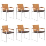 vidaXL Chaises de jardin 6 Pièces avec coussins Bois d'acacia solide