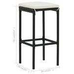 vidaXL Tabourets de bar avec coussins lot de 4 noir résine tressée