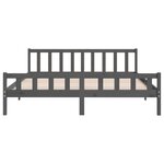 vidaXL Cadre de lit Gris Bois massif 180x200 cm Super King