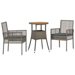 vidaXL Ensemble de salle à manger de jardin 3 pièces en poly rotin gris