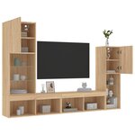 vidaXL Unités murales TV avec LED 4 Pièces chêne sonoma bois d'ingénierie