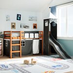 vidaXL Lit mezzanine enfants avec tour blanc/noir 80x200cm pin massif