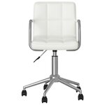 Chaise fauteuil siège de bureau informatique étude pivotante similicuir blanc 02_0024048