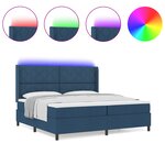 lit box spring vidaXL avec matelas et LED bleue 200x200 cm en tissu