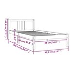 vidaXL Cadre de lit sans matelas noir bois massif 90x200 cm