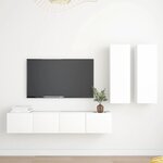 vidaXL Ensemble de meubles TV 4 Pièces Blanc Bois d'ingénierie