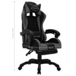 vidaXL Fauteuil de jeux vidéo avec LED RVB Gris et noir Similicuir