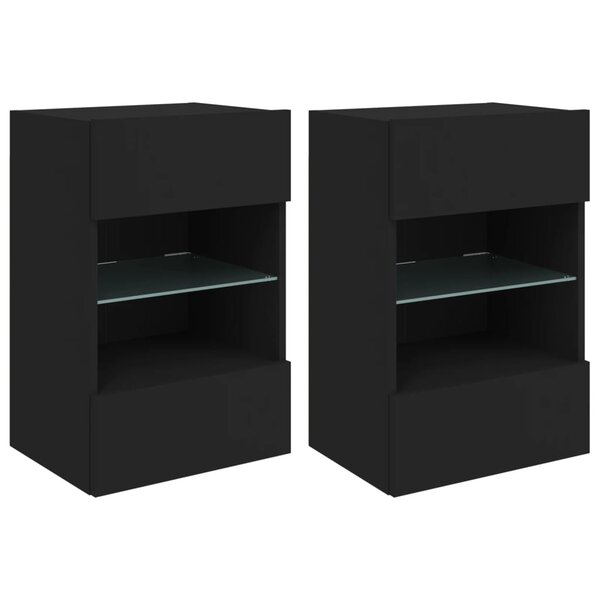 vidaXL Meubles TV muraux avec lumières LED 2 Pièces noir 40x30x60 5 cm