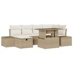 vidaXL Ensemble de canapé de jardin 7 pièces avec coussins Beige Poly Rotin