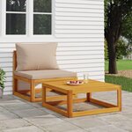 vidaXL Salon de jardin avec coussins 2 Pièces bois massif acacia