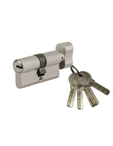 SP - Cylindre de serrure à  bouton Tiger 6  30Bx40mm  nickel  anti-arrachement  anti-perçage  5 clés
