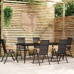 vidaXL Ensemble à manger de jardin 7 Pièces Noir