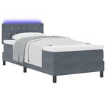 Lit à ressort vidaXL avec matelas et LED Gris foncé 100x200 cm Velours