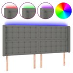 vidaXL Tête de lit à LED Gris foncé 163x16x118/128 cm Tissu