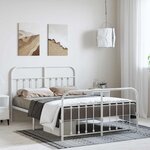 vidaXL Cadre de lit métal sans matelas et pied de lit blanc 135x190 cm