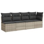 vidaXL Canapé de jardin et coussins 4 places gris clair résine tressée