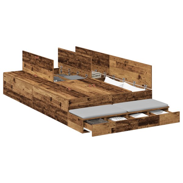 vidaXL Cadre de lit en bois ancien 120x200 cm
