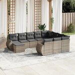 vidaXL Salon de jardin 11 Pièces avec coussins gris résine tressée
