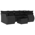 vidaXL Salon de jardin 7 Pièces avec coussins noir résine tressée