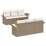 vidaXL Canapé de Jardin 7 Pièces avec Coussins Beige en Poly Rotin Acacia