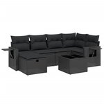 vidaXL Salon de jardin 7 Pièces avec coussins noir résine tressée