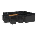 Ensemble de Canapés de Jardin de 13 pièces avec Coussins Noir Poly Rattan Acacia
