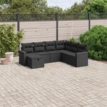 vidaXL Salon de jardin 7 Pièces avec coussins noir résine tressée