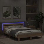 vidaXL Cadre de lit avec tête de lit et LED chêne sonoma 140x190 cm