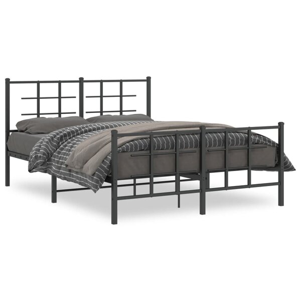 vidaXL Cadre de lit métal sans matelas avec pied de lit noir 135x190cm