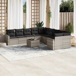 vidaXL Salon de jardin 11 Pièces avec coussins gris clair résine tressée