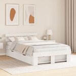 vidaXL Cadre de lit avec tiroirs Blanc 135x190 cm Bois de pin massif