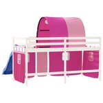 vidaXL Lit mezzanine enfants avec tunnel rose 90x200cm bois pin massif