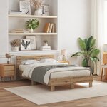 vidaXL Cadre de Lit en Chêne Chêne Artisan Bois Massif 135 x 190 cm