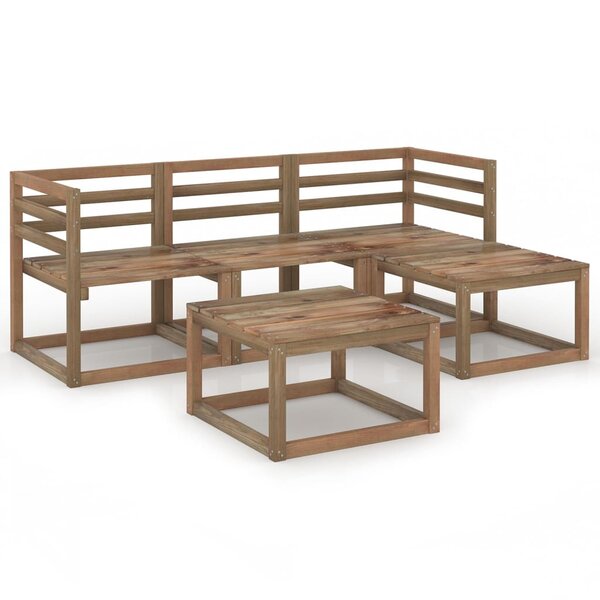 vidaXL Salon de jardin 5 Pièces Marron Bois de pin imprégné