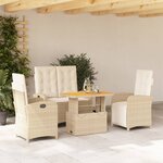 vidaXL Ensemble à manger de jardin coussins 4 Pièces beige résine tressée