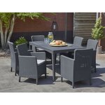 ALLIBERT JARDIN Table 6 personnes Girona Wucker Rond Graphite
