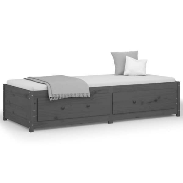 vidaXL Lit de jour sans matelas gris 90x200 cm bois de pin massif