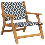 Chaises de jardin vidaXL avec table 3 Pièces Noir et Blanc en acacia massif