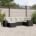 vidaXL Salon de jardin 6 Pièces avec coussins noir résine tressée