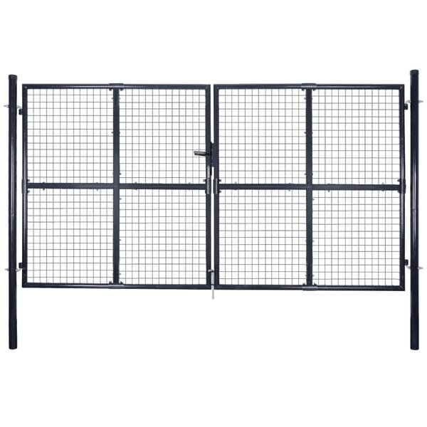 vidaXL Portail en maille de jardin Acier galvanisé 289x200 cm Gris