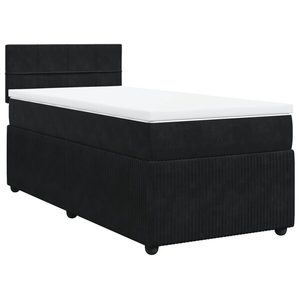 vidaXL Sommier à lattes de lit et matelas Noir 80x200 cm Velours