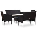 vidaXL Salon de jardin 5 Pièces avec coussins résine tressée noir