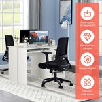 Bureau droit 108 x 48 x 75 cm plateau clavier coulissant 1 grand tiroir 1 étagère réglable et amovible blanc 20_0005667