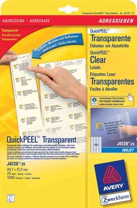 Paquet de 25 étiquettes adresses transparentes, 210 x 297 mm avery zweckform