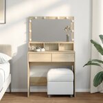 vidaXL Coiffeuse avec LED chêne sonoma 80x41x134 5 cm